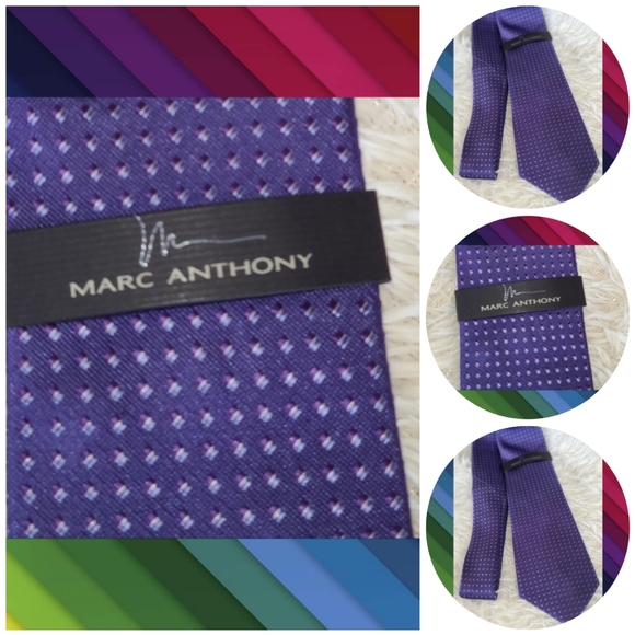 MARC ANTHONY MENS PURPLE DIAMOND TEXTURED TIE NWT - Picture 2 of 3